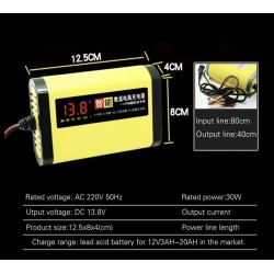 12V 2A nabíječka pro olověné akumulátory 7Ah 12Ah 14Ah 20Ah  - 5 Hlavni vlastnosti

Digitalni LCD displej zobrazujici napeti (V)