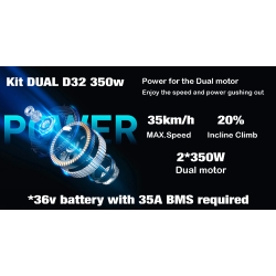 Dual Monorim D32 350w-set voor Xiaomi elektrische scooters of vergelijkbaar. Monorim - 1 Dual Monorim D32 350w-set voor Xiaomi e