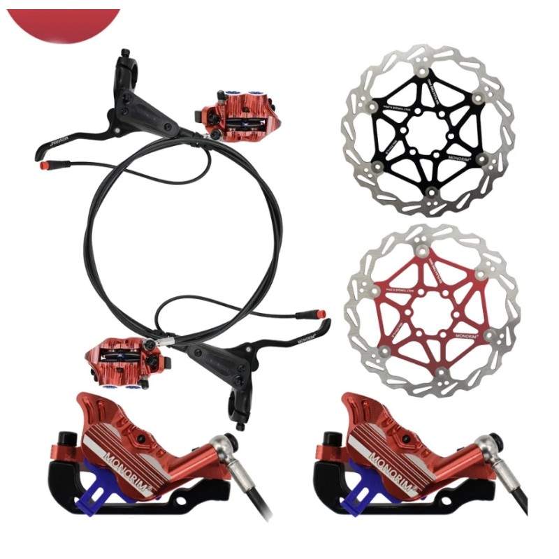 Komplett Monorim EB01 4-stempel hydraulisk bremsesett - spaker, kalipere, kabel og bremseskive Monorim - 1 Komplett Monorim EB01