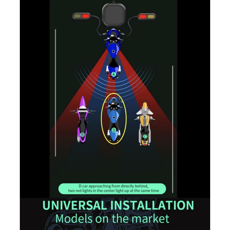 Vesitiivis kuolleen kulman tunnistusjärjestelmä (130º kulma) skootterille, polkupyörälle tai moottoripyörälle KROXNE - 4  